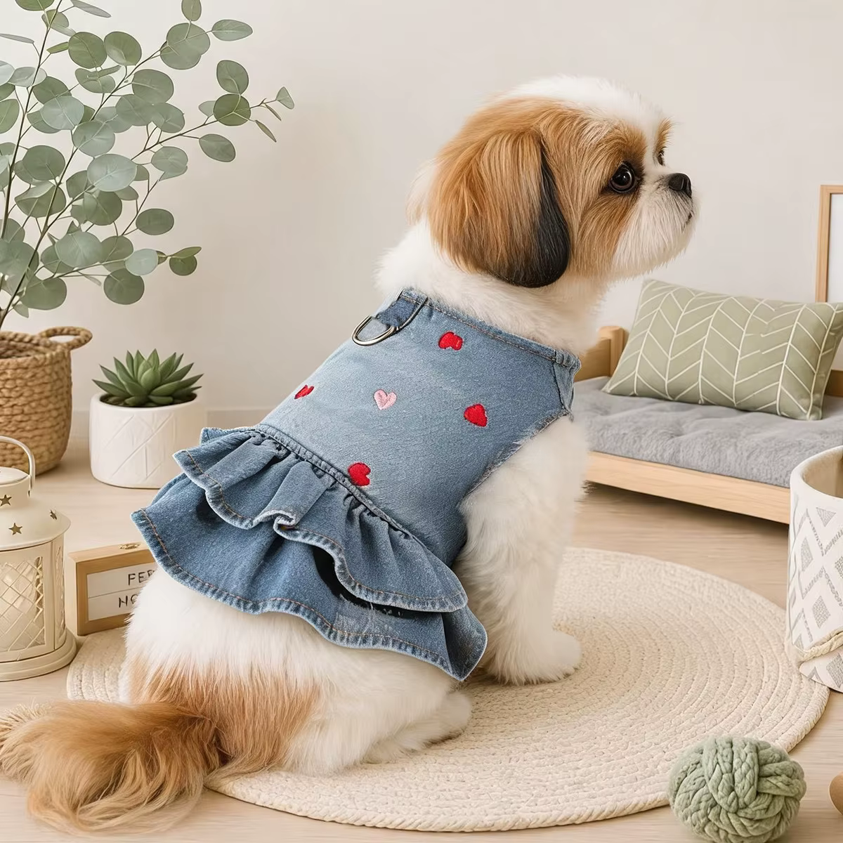 Vestido vaquero bordado para perros pequeños – Otoño/Invierno - imagen 3