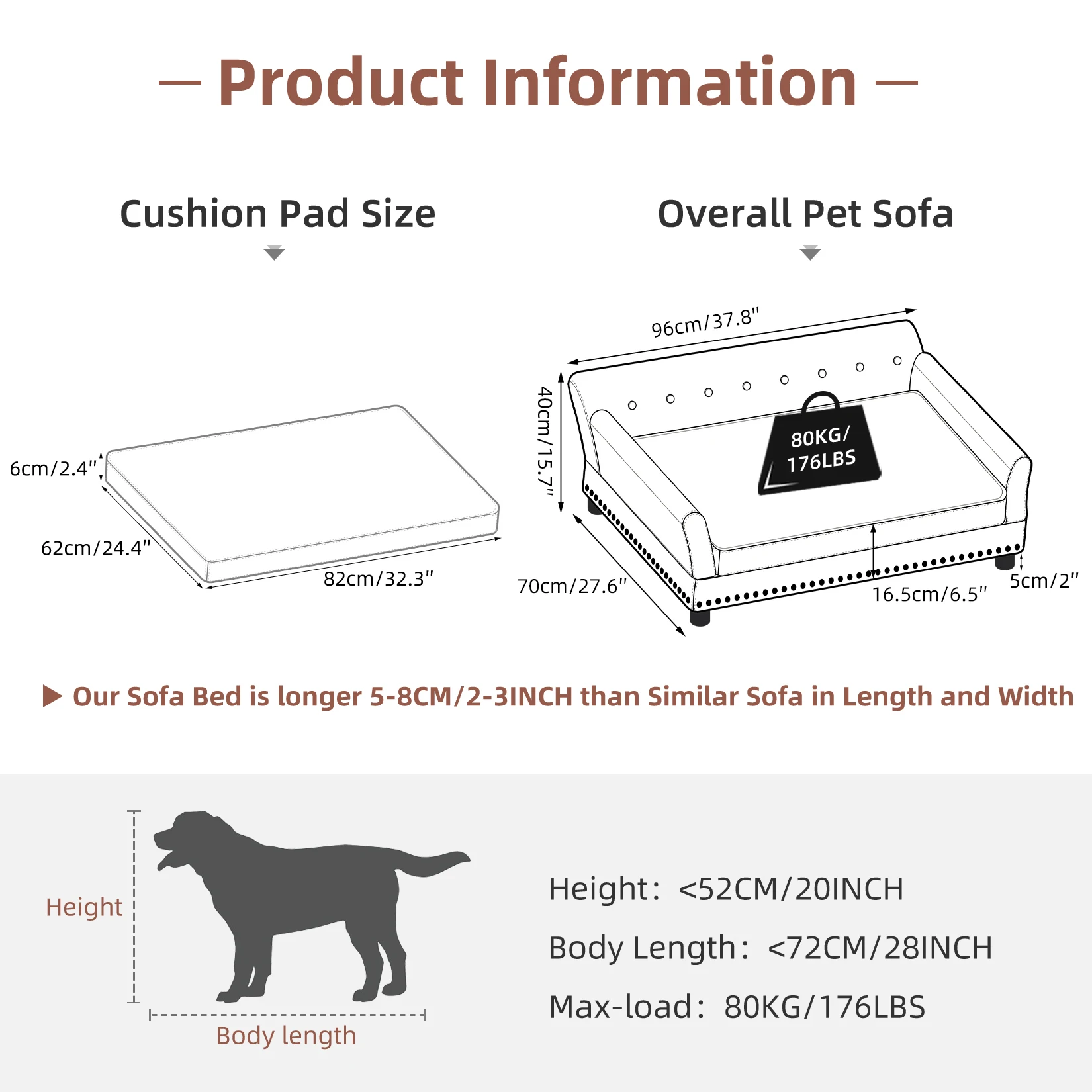Sofá cama elevado para perros grandes: cojín cómodo y resistente - imagen 4