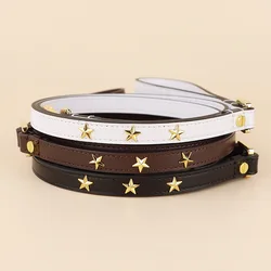 Correa de cuero genuino con estrellas doradas para perros