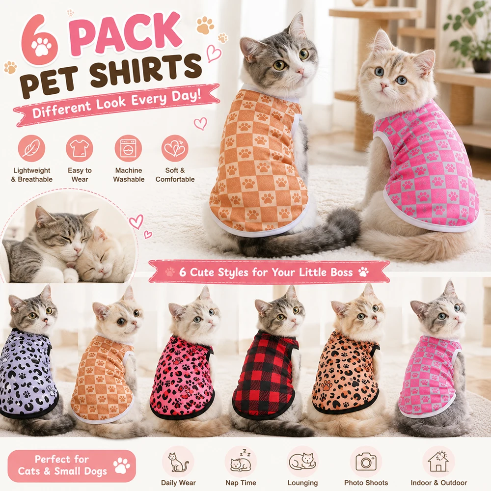 Camisetas estampadas para mascotas con estampado de leopardo