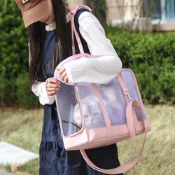 Bolsa de transporte transparente para gatos, gran capacidad exterior