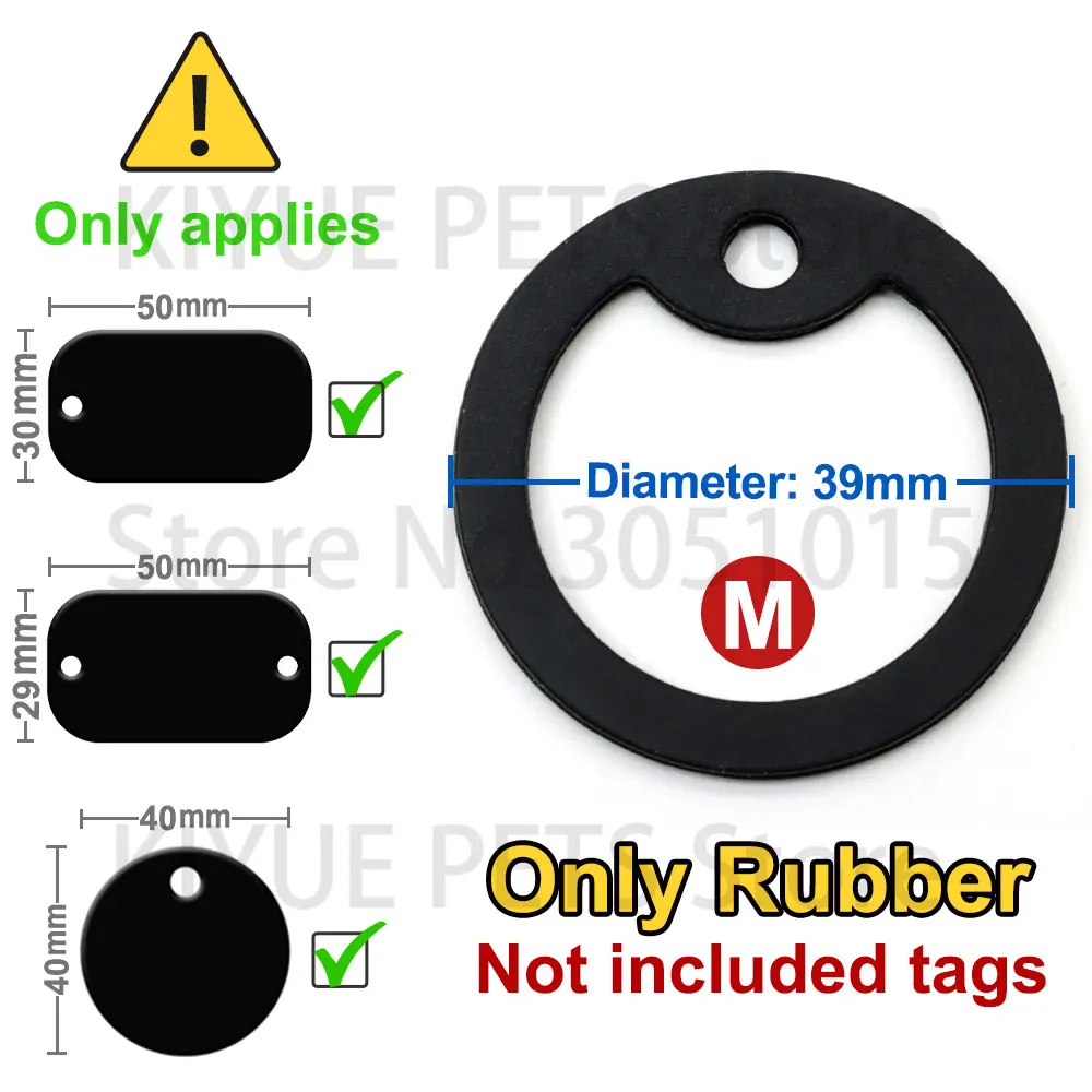 Placa de aluminio con goma negra en collar de perro