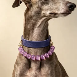 Collar de perro con gemas naturales y cuero genuino – Uso diario