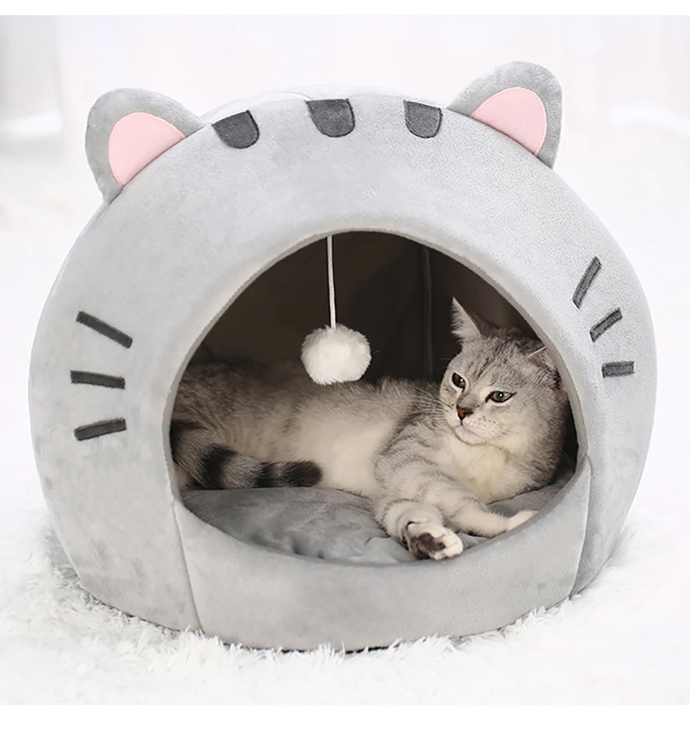 Cama de gato semicubierta de algodón