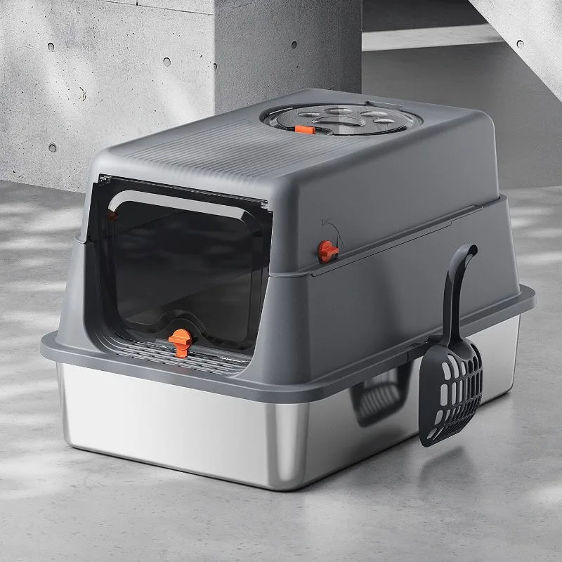 Caja de arena cerrada acero inoxidable, antisalpicaduras y tapa - imagen 5