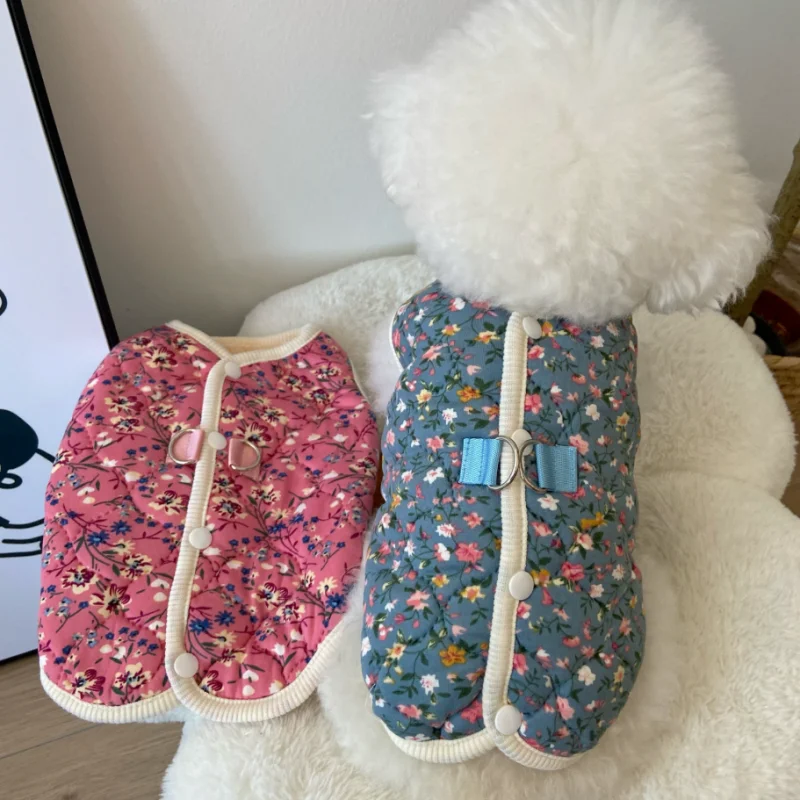 Chaleco Cálido Floral para Perros Pequeños y Gatos – Otoño e Invierno - imagen 2