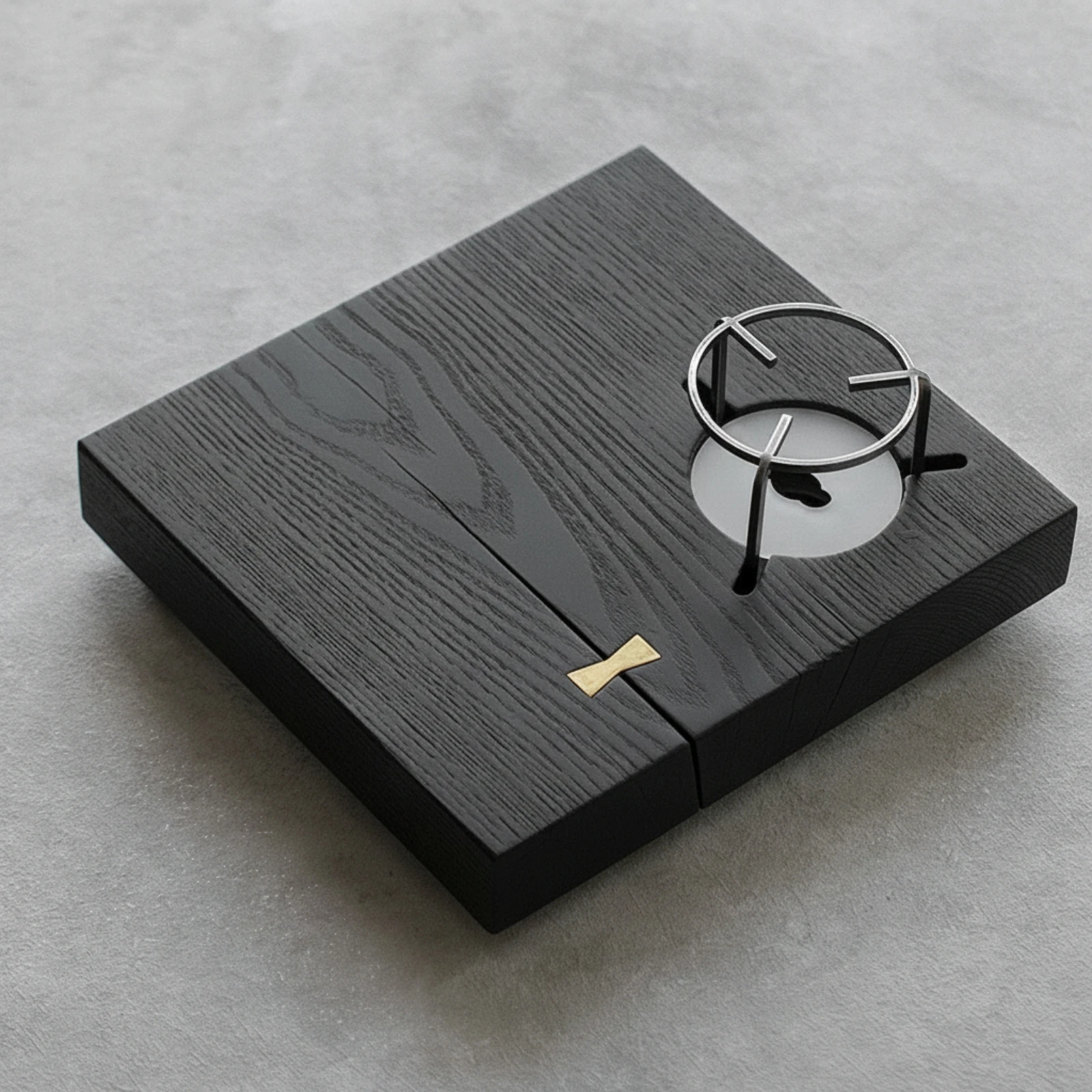 Bandeja de té minimalista de madera – Mesa auxiliar con abertura compacta - imagen 2