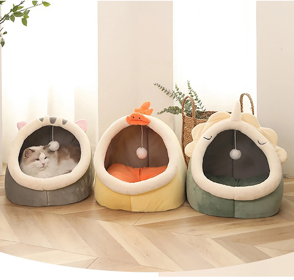 Cama cueva con orejas decorativas