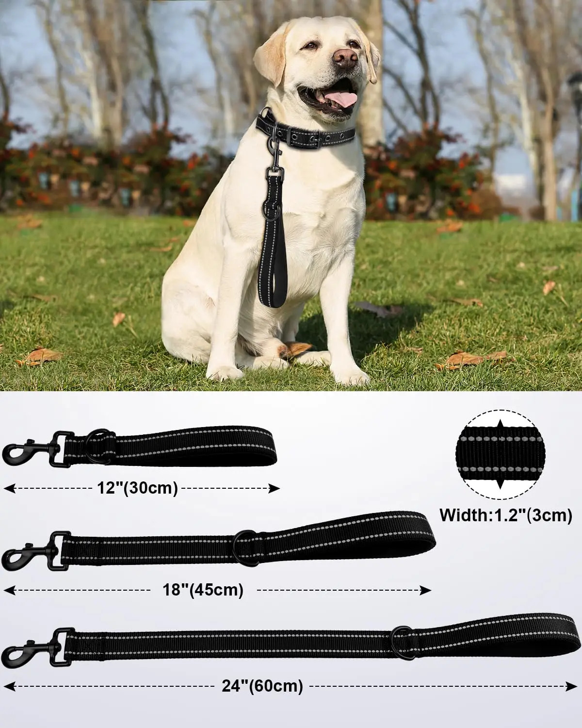 Correa corta para perros con asa acolchada y reflectante - imagen 3