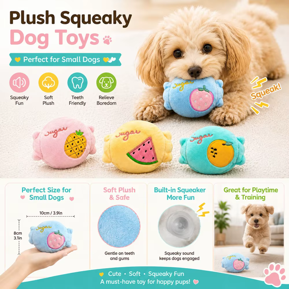 Juguete interactivo de peluche con sonido para perro, caramelo lavable - imagen 4