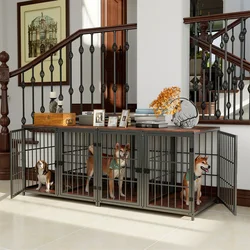 Jaula ultra resistente para perros con divisor extraíble y 4 puertas
