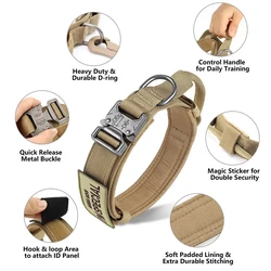 Collar táctico de nailon para perros medianos y grandes con velcro ajustable