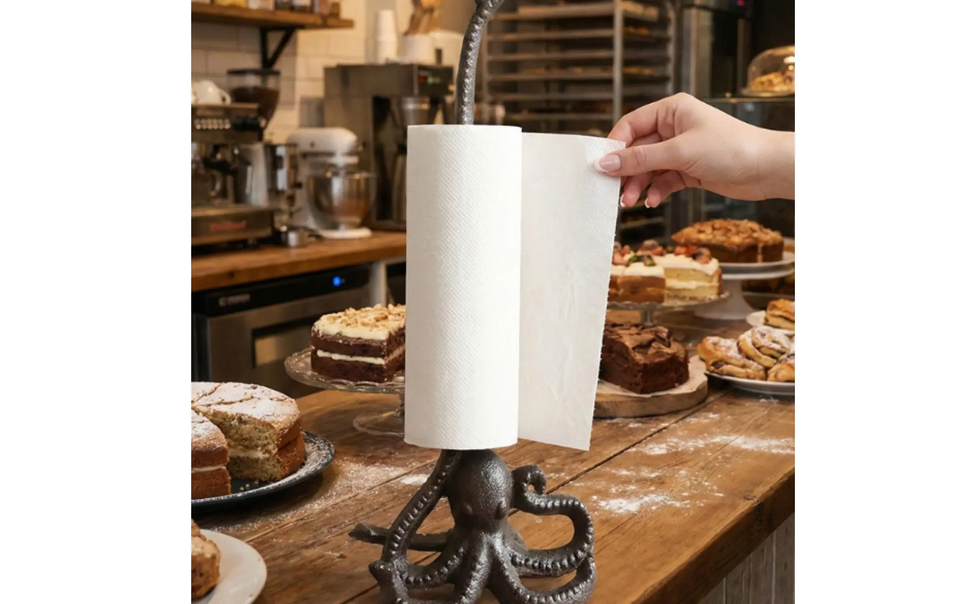Portarrollos de papel cocina tipo calamar hierro fundido
