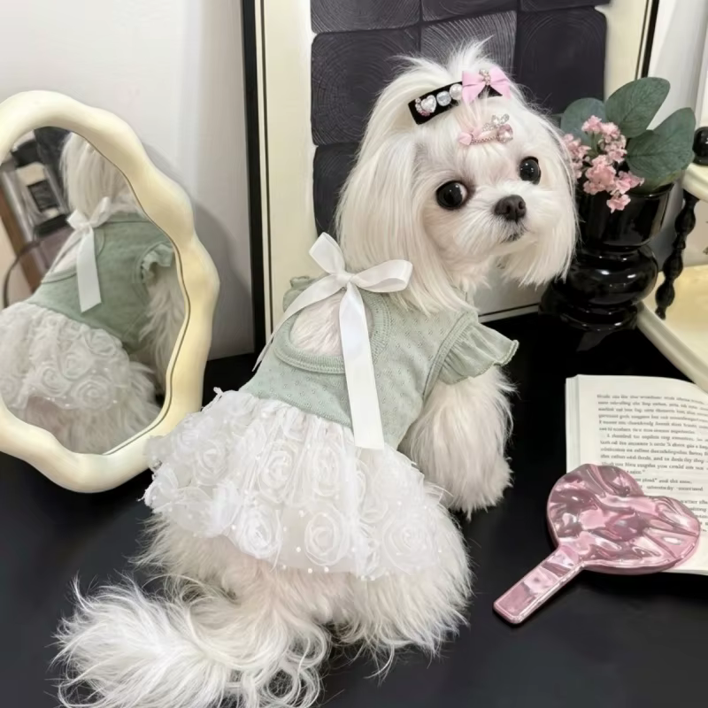 Vestido tutú de tul rosa con lazo para perro y gato – Estilo princesa - imagen 5