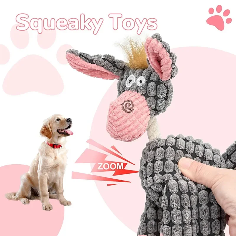 Juguete de burro con sonido y cuerda de algodón para perros y gatos - imagen 3