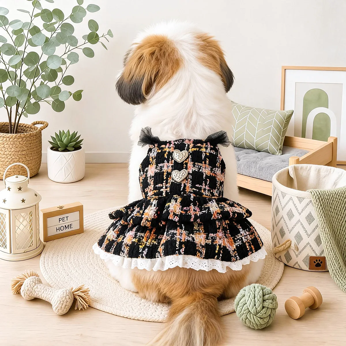 Vestido a Cuadros con Encaje para Perros Pequeños y Gatos - imagen 2
