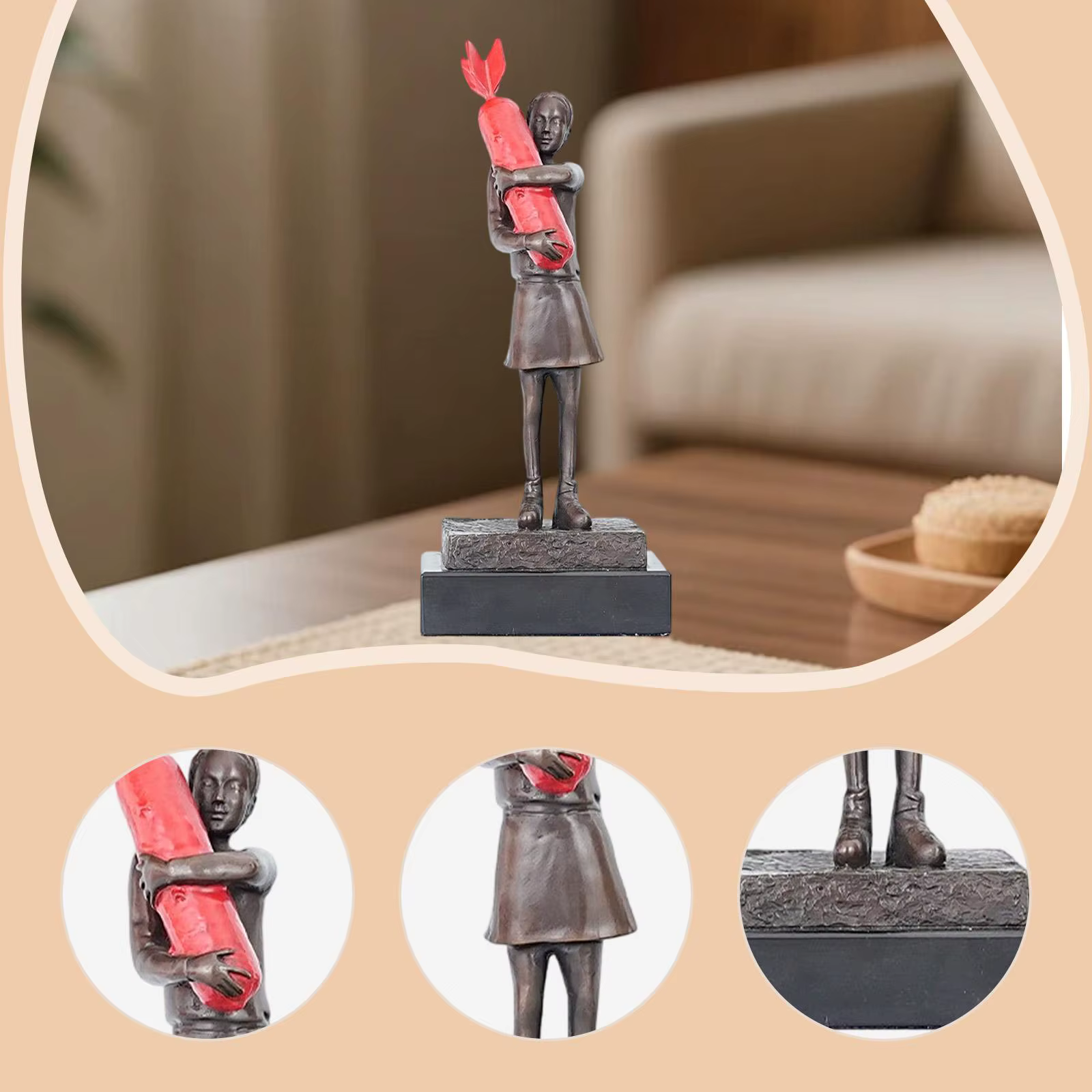 Figura decorativa de latón para gatos y perros, chica moderna - imagen 3