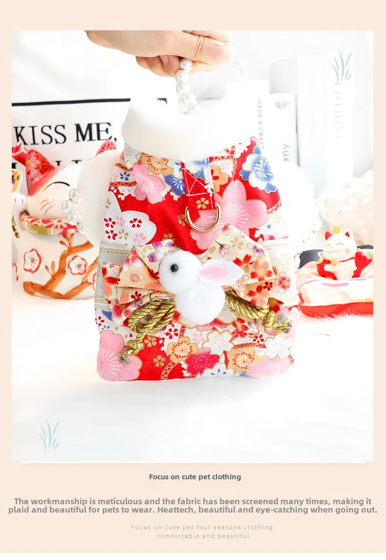 Falda kimono floral para mascota