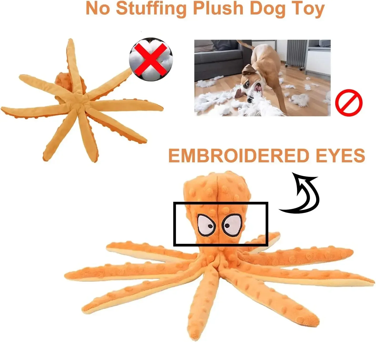 Pulpo de peluche con chirriador