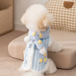 Chaleco felpa con bufanda para perros pequeños y gatos – Abrigo otoño e invierno
