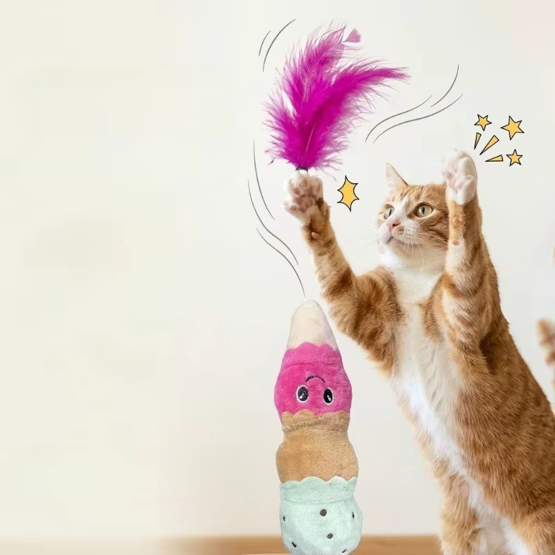 Juguete Peluche con Plumas y Crinkle para Gatos – Resistente a Mordidas - imagen 4