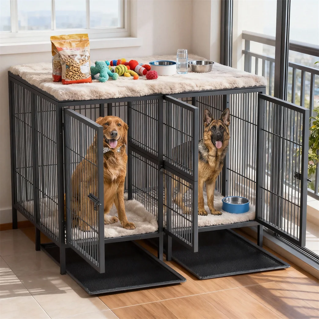Jaula metálica para perros grandes: corral con panel divisor extraíble - imagen 5