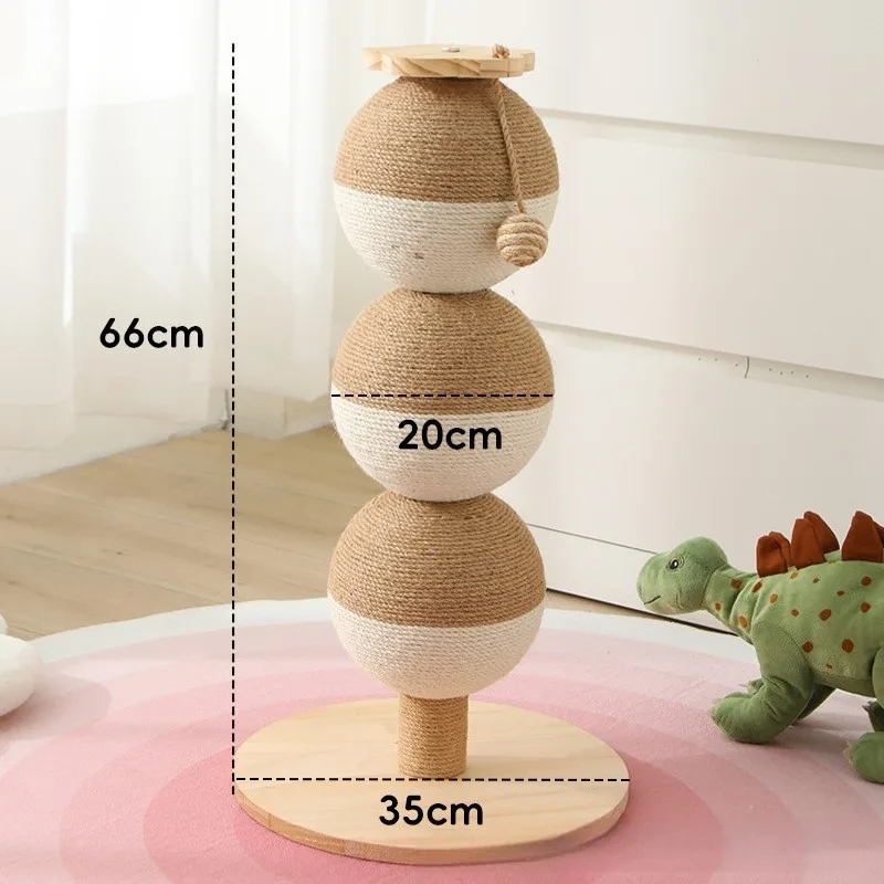 Rascador Vertical para Gatos de Madera y Sisal con Juguete Colgante - imagen 2