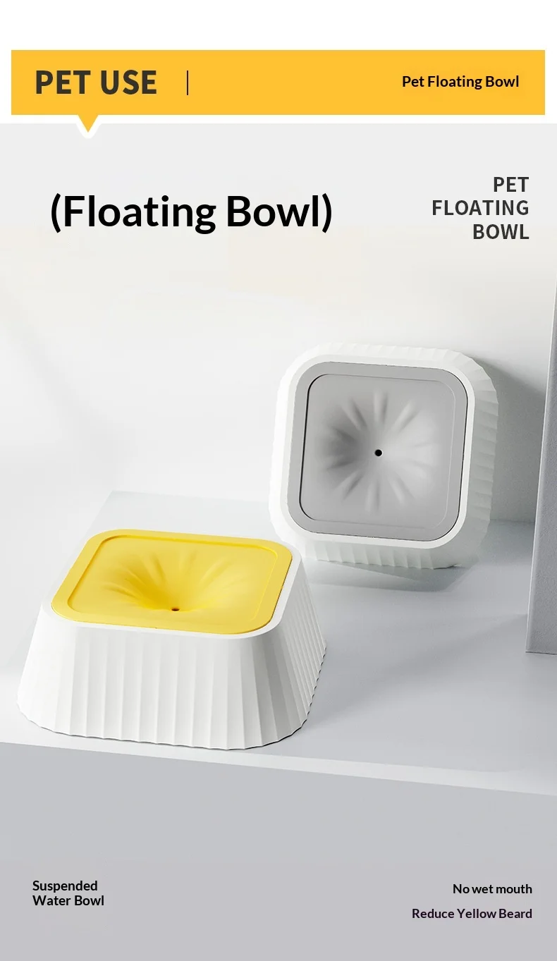 Cuenco flotante antiderrames con base y diseño para mantener el nivel