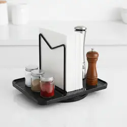 Porta Servilletas Giratorio de Metal Antideslizante para Mesa