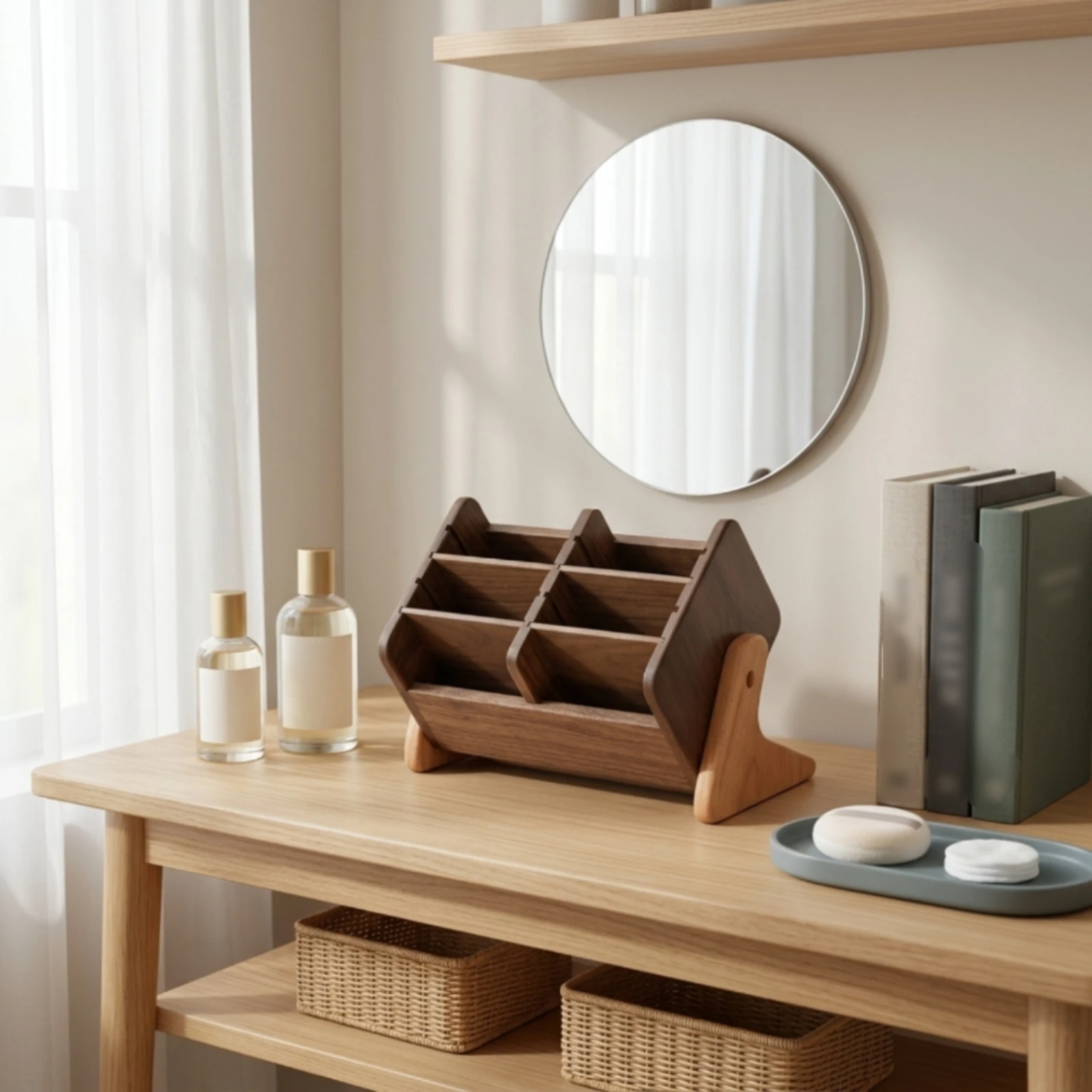Organizador Maquillaje Madera para Tocador – Estuche con Compartimentos - imagen 4