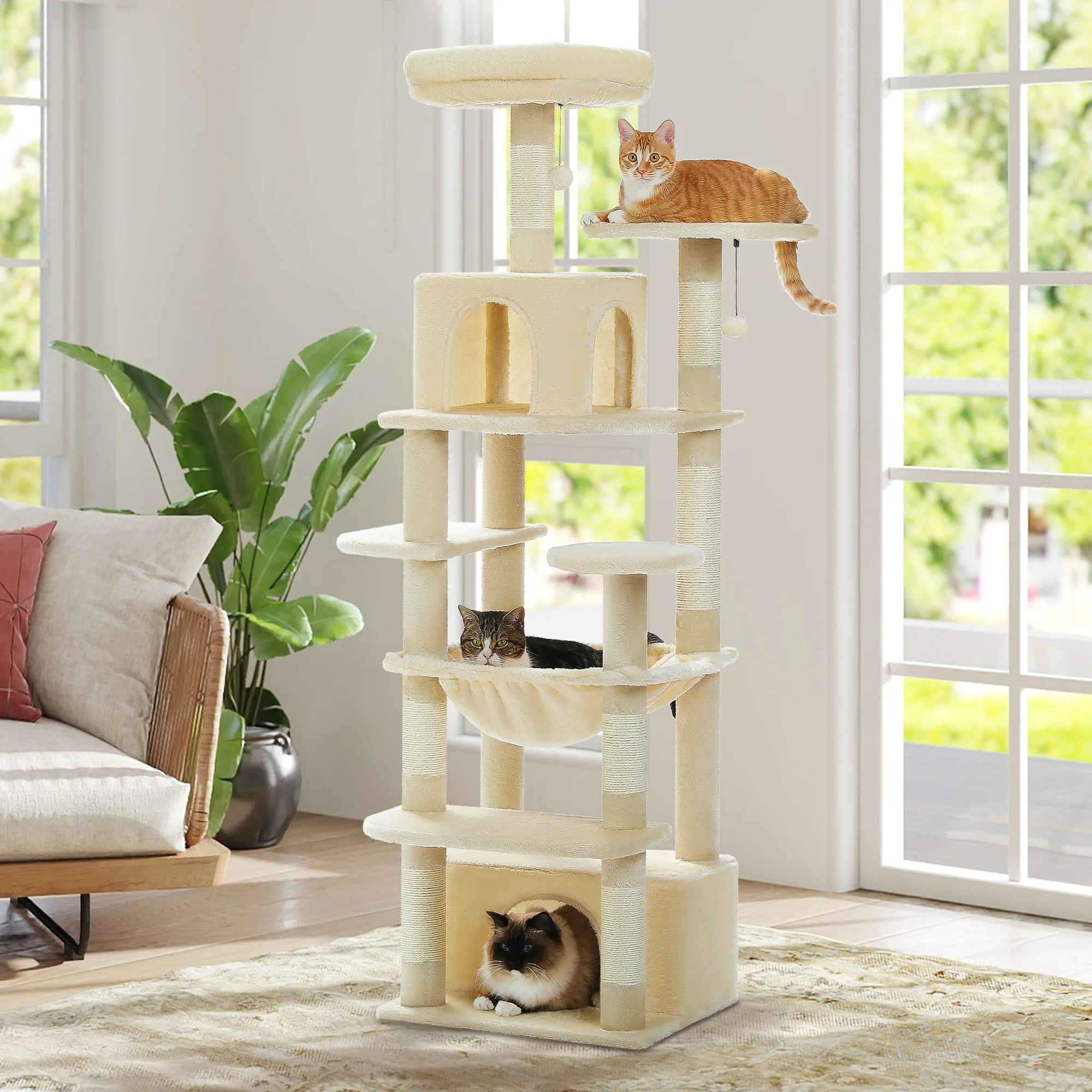 Postes rascadores cubiertos con sisal natural