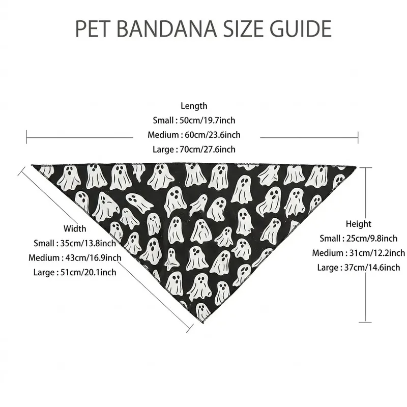 Pañuelo triangular para perro y gato – Estampado fantasma Halloween