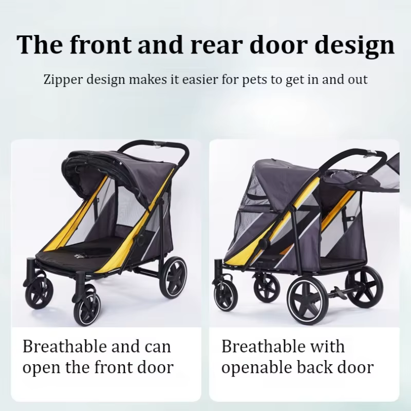 Carrito plegable para perros grandes – Doble puerta y transpirable - imagen 5
