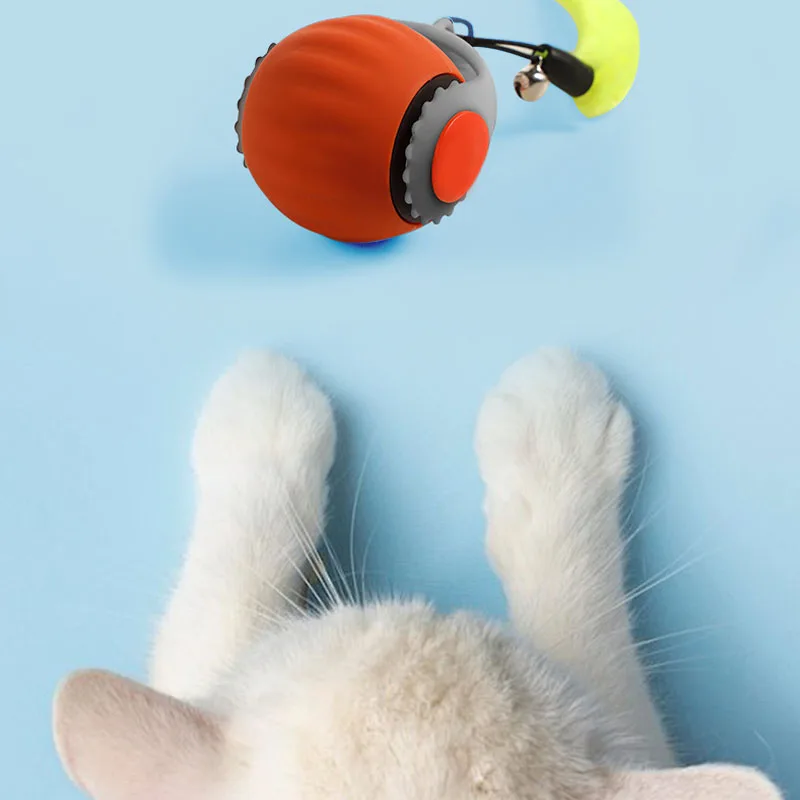 Gato jugando con pelota inteligente