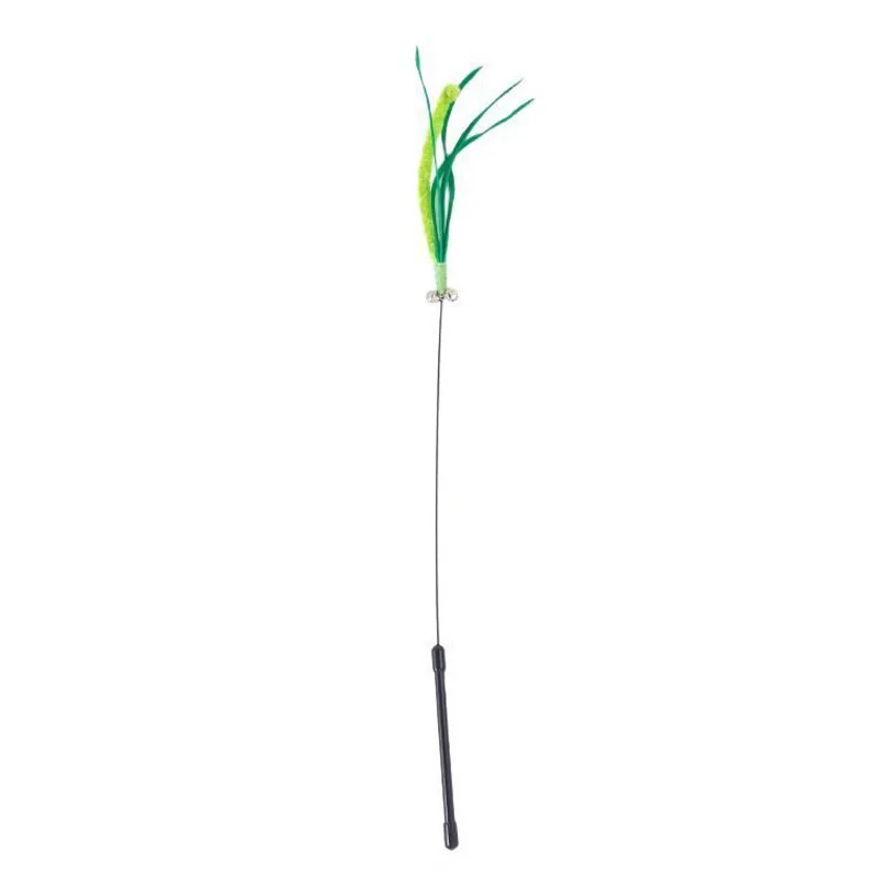 Juguete para gatos con forma de perro ladriando y hierba, varilla