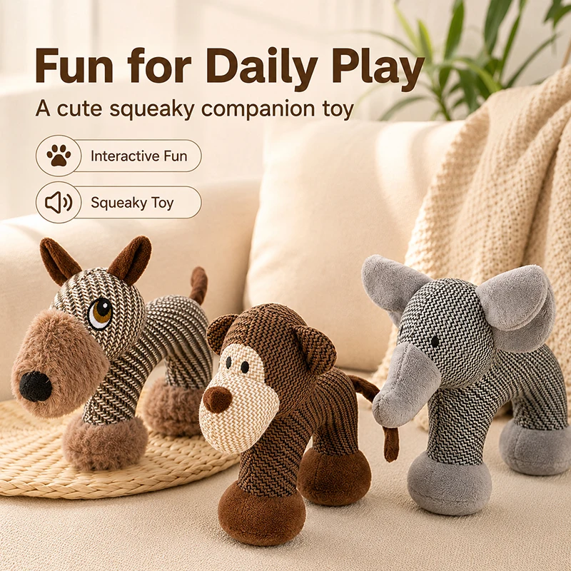 Juguete de peluche con sonido para perros, elefante o mono - imagen 4