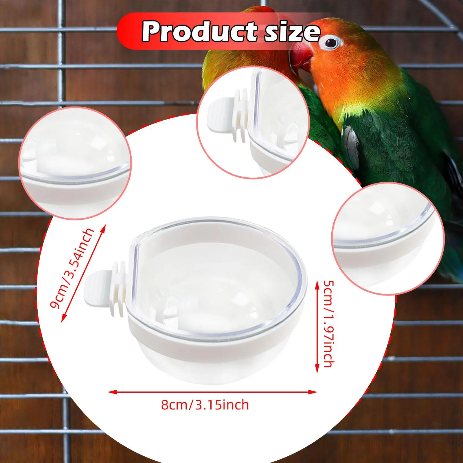 Comedero Colgante Acrílico para Jaula de Loros y Periquitos - imagen 2