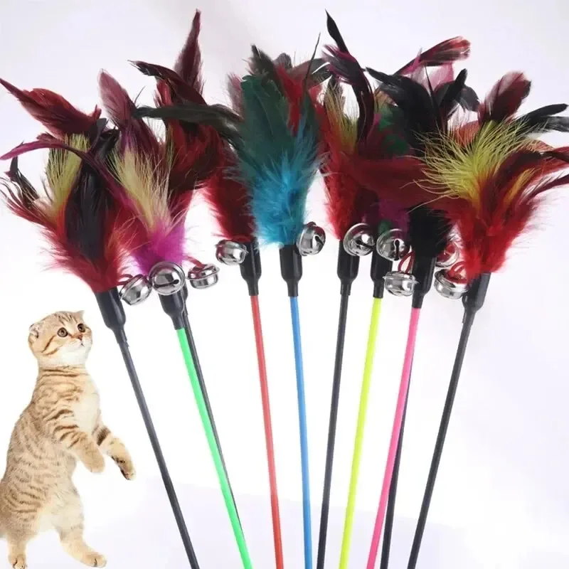 Juguete para gatos con plumas de colores – caña interactiva divertida - imagen 2