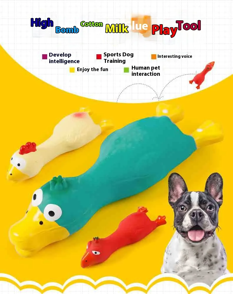 Juguete de látex natural forma de pollo para perros