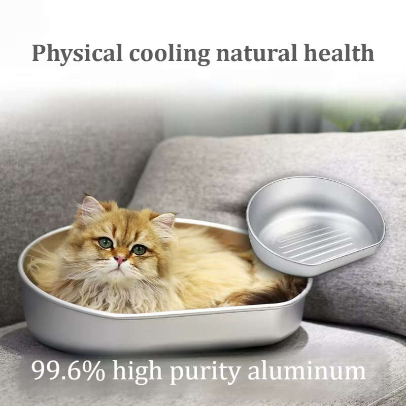 Cama refrescante de aluminio con bandeja para gatos adultos - imagen 3