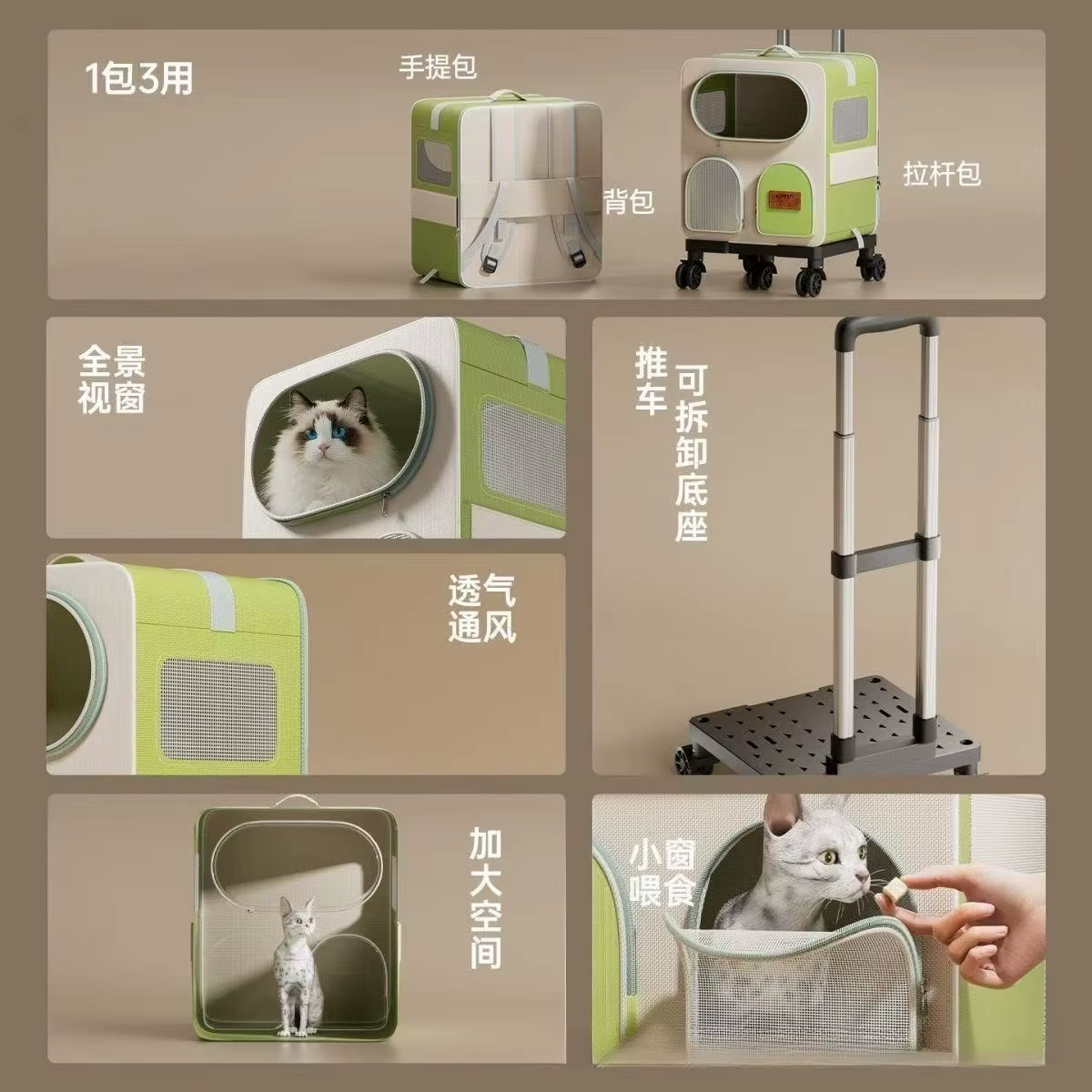 Bolsa de transporte para gatos, portátil y multifuncional con doble asa - imagen 4