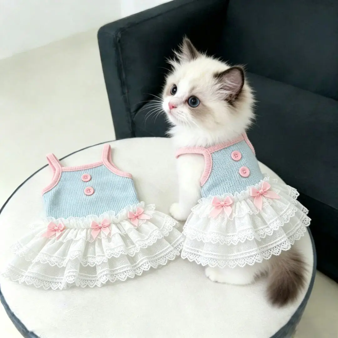 Vestido de verano transpirable princesa para perros pequeños a rayas - imagen 3