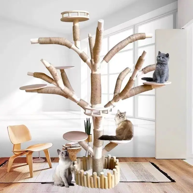 Árbol de rascador multi-nivel con postes de sisal