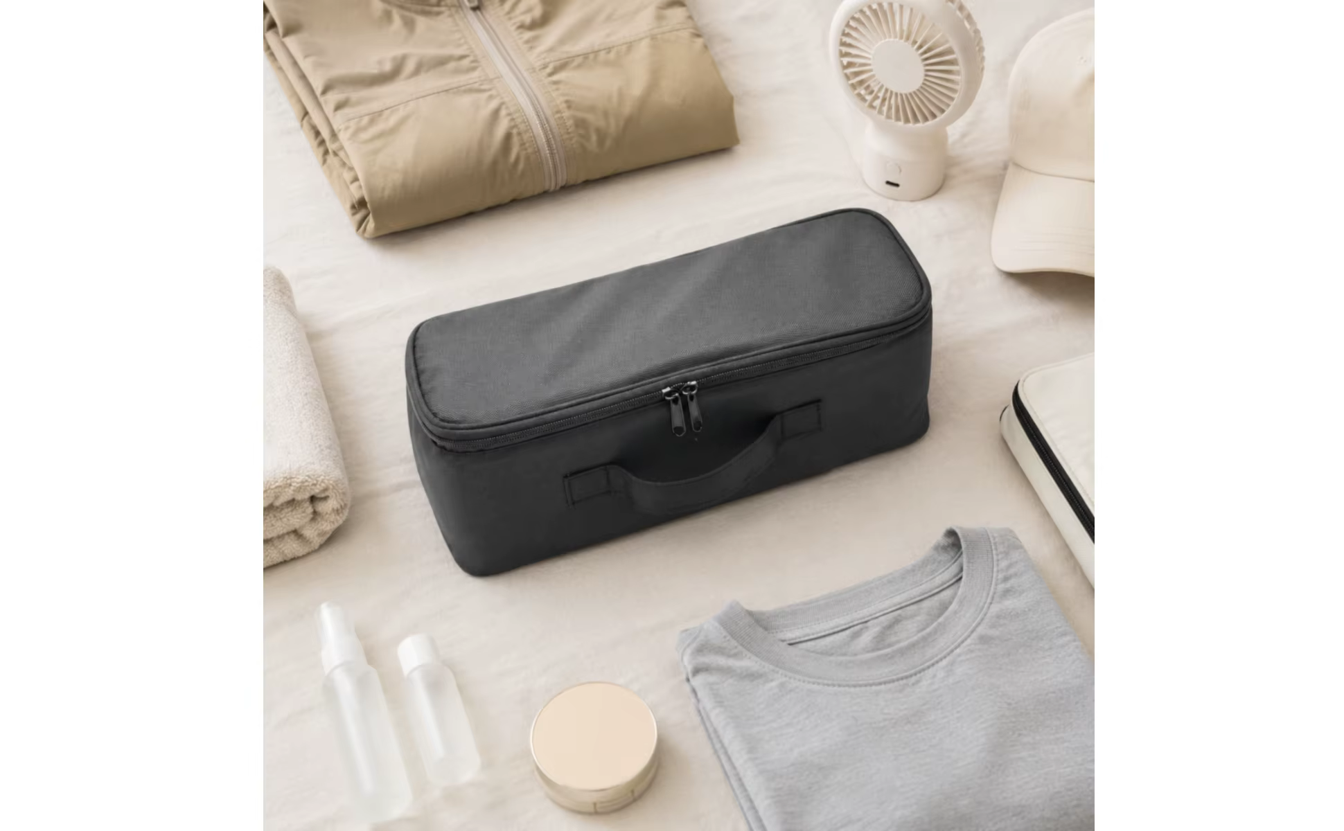 Estuche acolchado para abanico plegable con asa