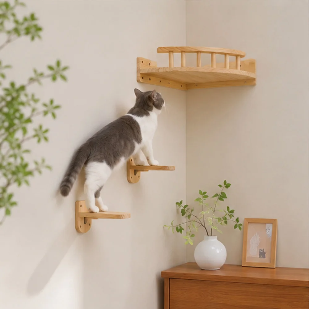 Estantes pared gato plataforma esquina y salto para trepar dormir