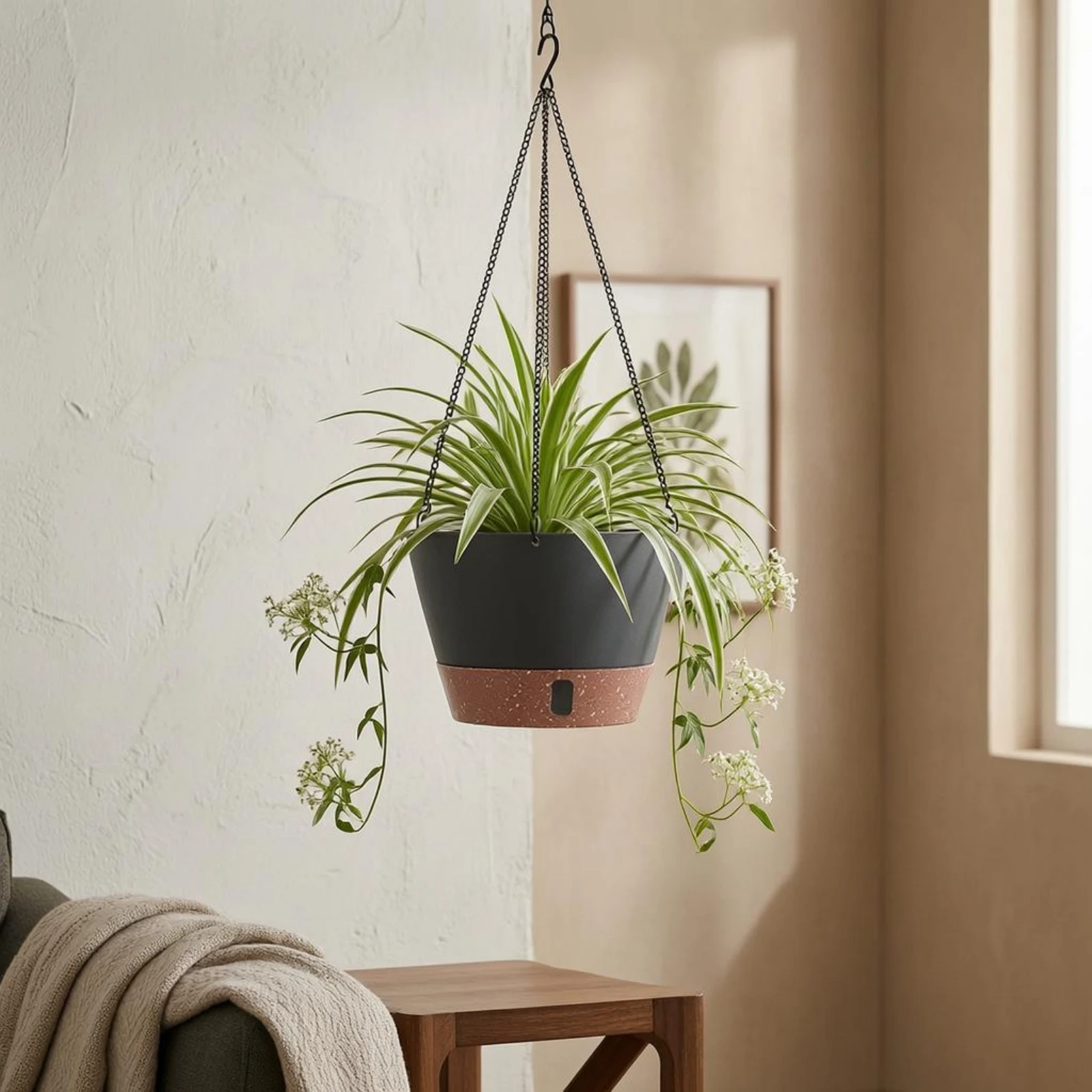 Maceta colgante de plástico bicolor para gatos y perros, jardín - imagen 3