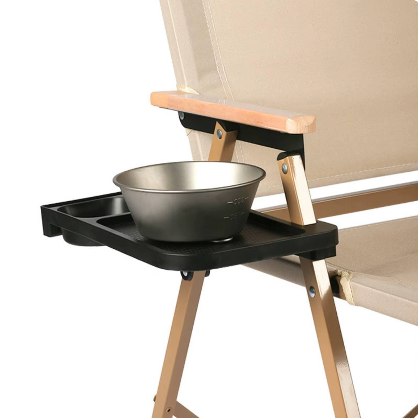 Mesa Auxiliar Plegable de Terraza – Bandeja Portavasos para Jardín y Camping - imagen 4