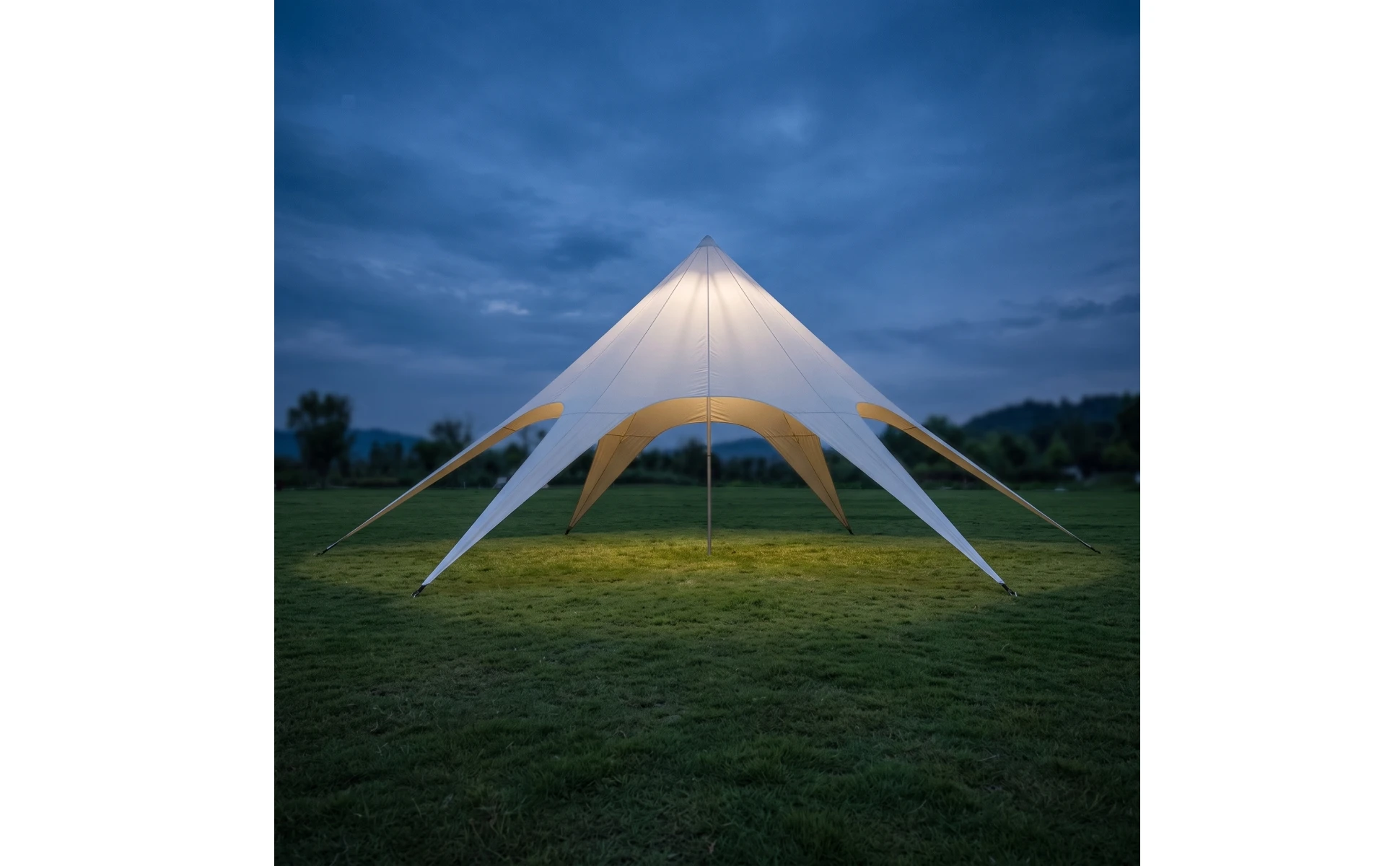 Carpa Star Canopy Mate con Estacas, Carpa para Exteriores con Postes, Refugio Resistente, Fácil de Instalar para Campistas, Glamping y Camping