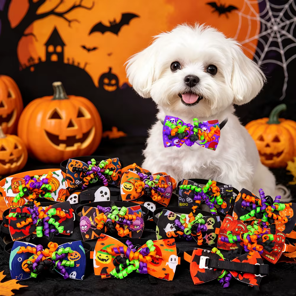 Corbata de lazo ajustable para perros, accesorios para Halloween