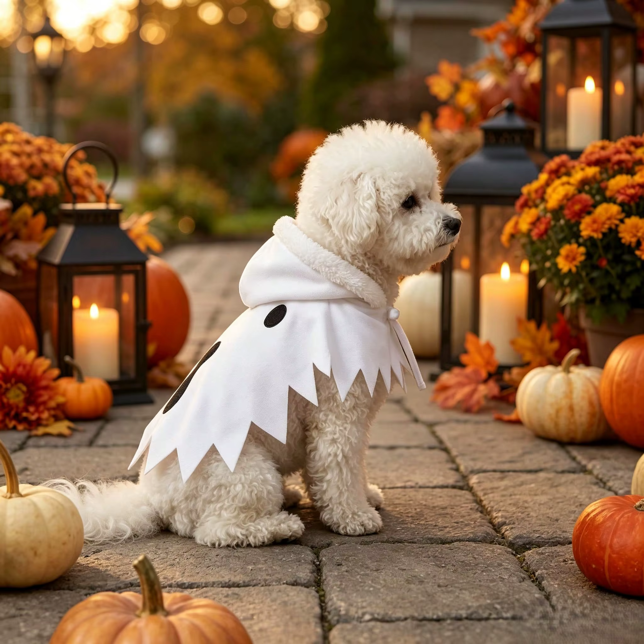 Disfraz Fantasma para Perro de Halloween – Capa con Capucha para Perros Pequeños - imagen 2